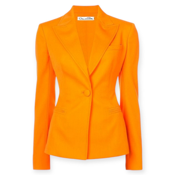 Oscar De La Renta Blazer Stretch Wool Gabardine Jacket Size 2 Small fits M NWOT - Picture 2 of 6